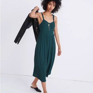 MADEWELL GREEN TIE-STRAP MIDI DRESS